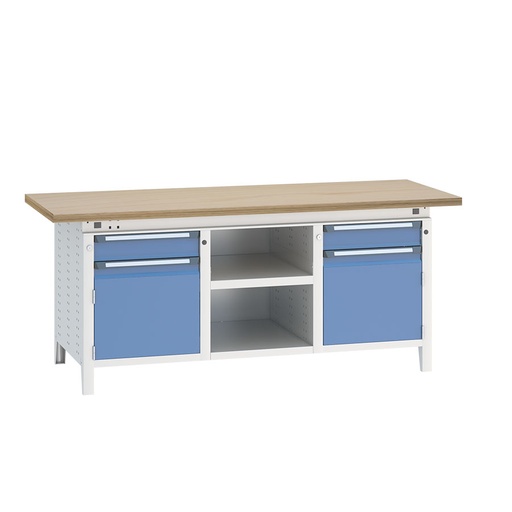 [040539] Banco de trabajo serie Funcion - Dim.: 2004x750x850h mm - Azul ral 5012 + gris ral 7035