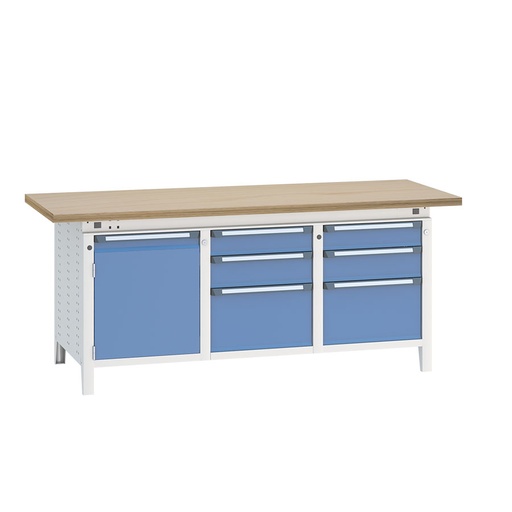 [040542] Banco de trabajo serie Funcion - Dim.: 2004x750x850h mm - Azul ral 5012 + gris ral 7035