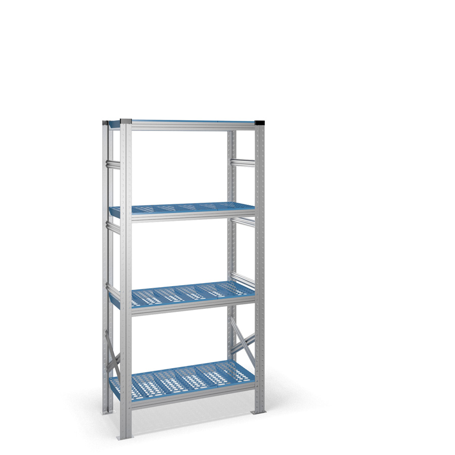 [040895] Estantería metálica con 4 estantes de plástico - Dim.: 0900x400x1972h mm - acero galvanizado