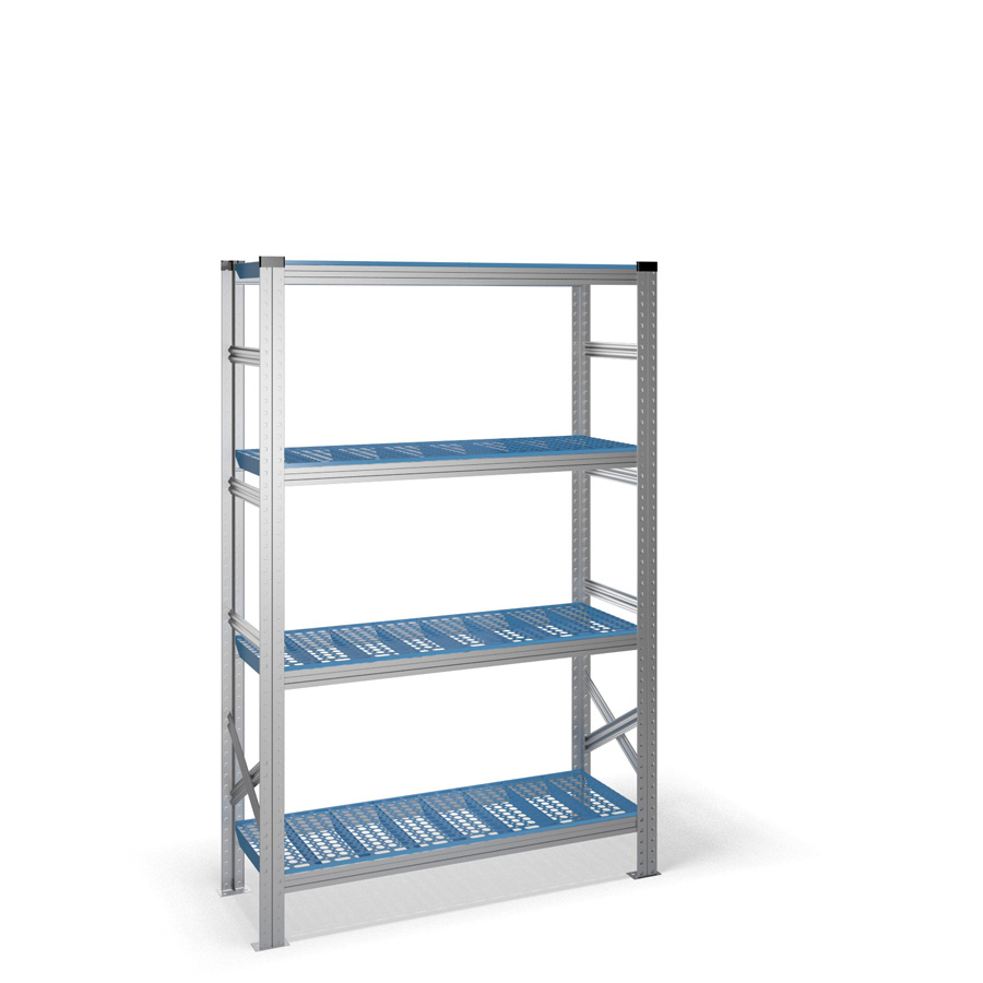 [040911] Estantería metálica con 4 estantes de plástico - Dim.: 1200x400x1972h mm - acero galvanizado