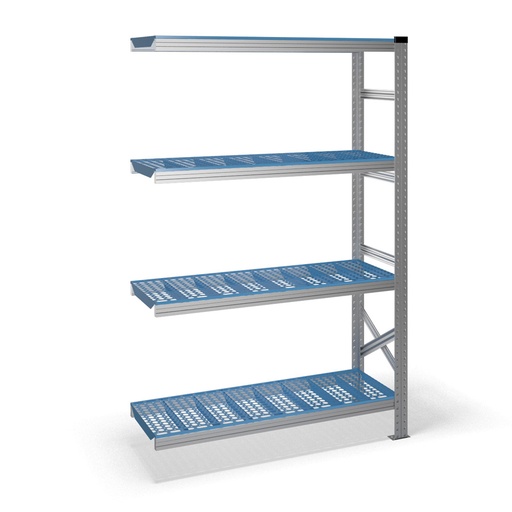 [040912] Estantería metálica adicional con 4 estantes de plástico - Dim.: 1200x400x1972h mm - acero galvanizado