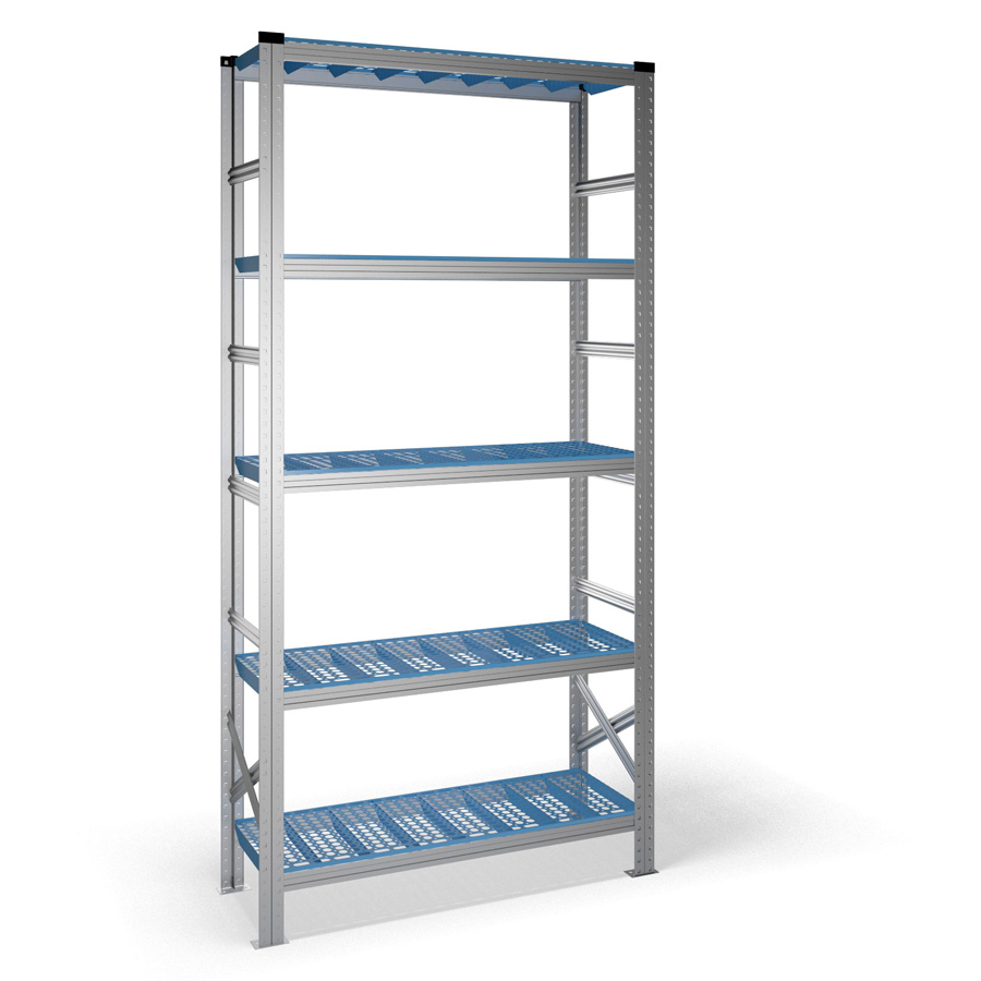 [040919] Estantería metálica con 5 estantes de plástico - Dim.: 1200x400x2500h mm - acero galvanizado