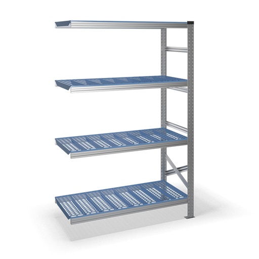 [041162] Estantería metálica adicional con 4 estantes de plástico - Dim.: 1200x500x1972h mm - acero galvanizado