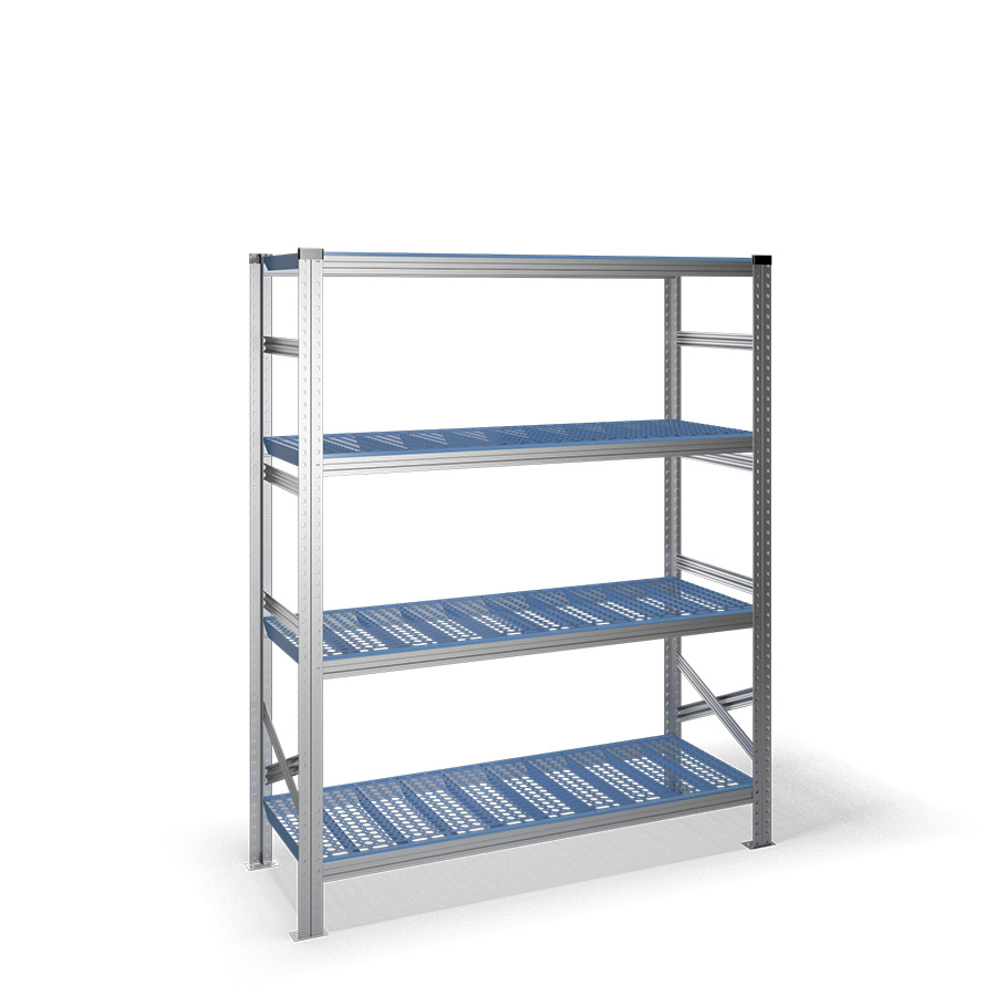 [041288] Estantería metálica con 4 estantes de plástico - Dim.: 1500x500x1972h mm - acero galvanizado