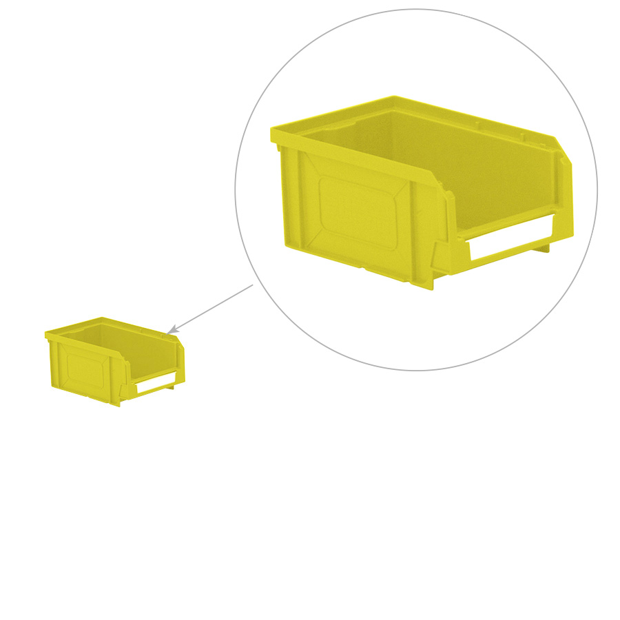 [041862] Caja plástica con apertura para almacenaje modelo Openbox K2 - Dim.: 105x160x75h mm - Amarillo