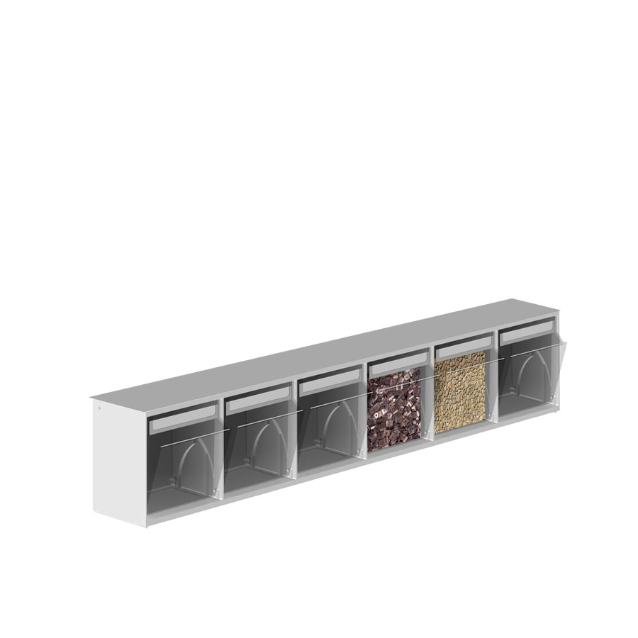 [041914] Cajonera plástica Unibox con 6 cajones basculantes - Dim.: 600x91x112h mm - Gris