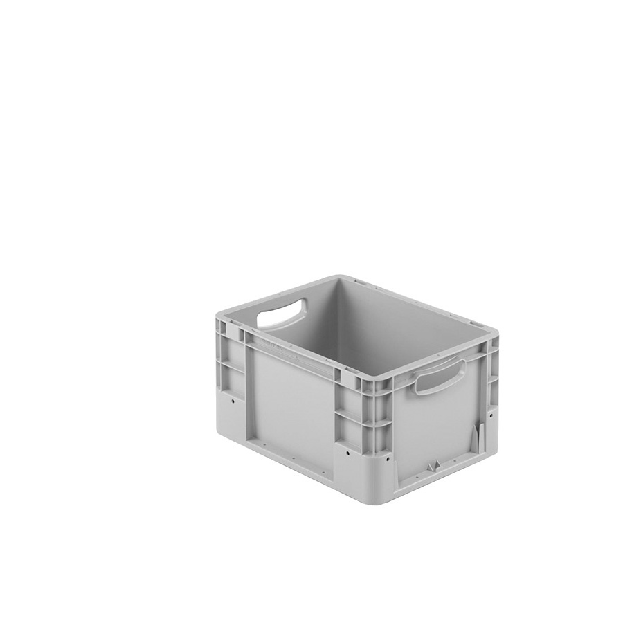 [041930] Caja plástica para transporte norma Europea serie Silverline con asas abiertas - Dim.: 400x300x220h mm - Gris