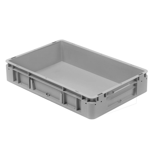 [041933] Caja plástica para transporte norma Europea serie Silverline con asas cerradas - Dim.: 600x400x120h mm - Gris