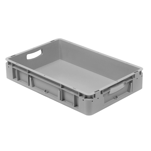 [041934] Caja plástica para transporte norma Europea serie Silverline con asas abiertas - Dim.: 600x400x120h mm - Gris