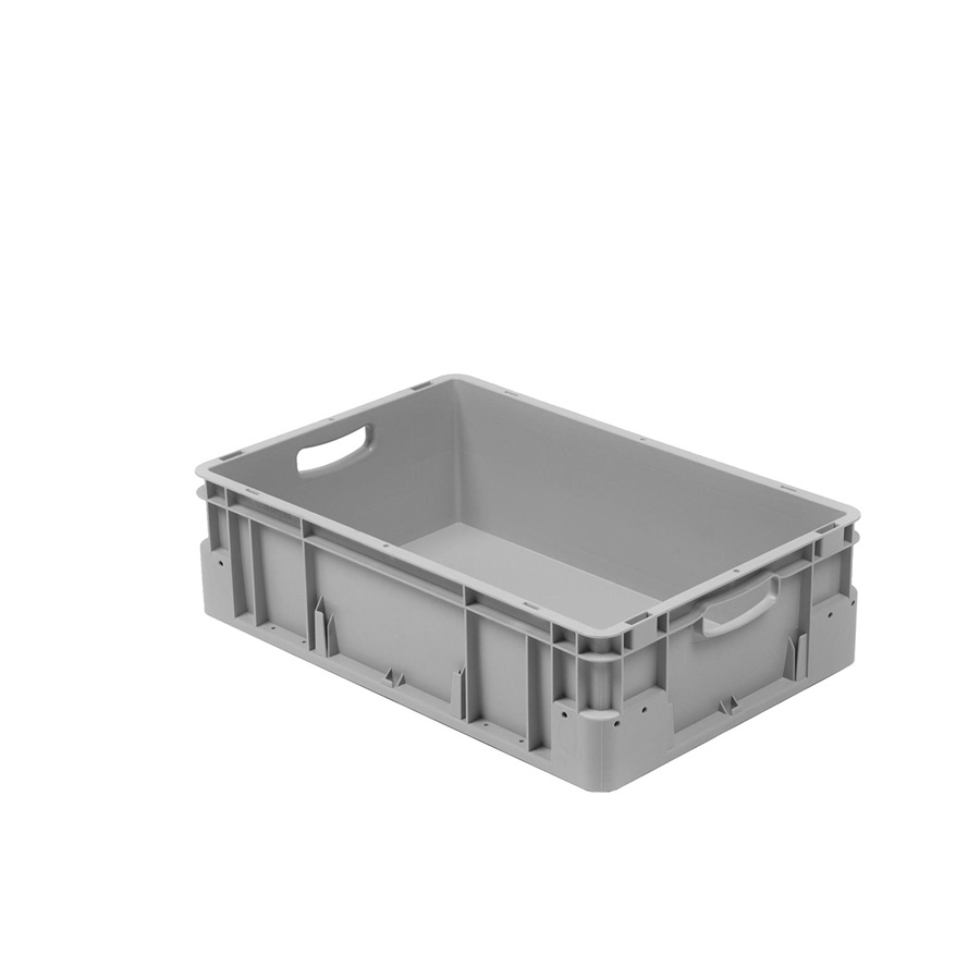 [041938] Caja plástica para transporte norma Europea serie Silverline con asas abiertas - Dim.: 600x400x180h mm - Gris