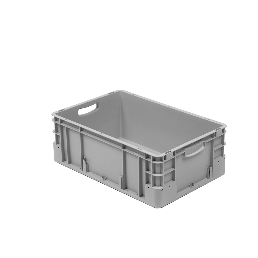 [041942] Caja plástica para transporte norma Europea serie Silverline con asas abiertas - Dim.: 600x400x220h mm - Gris