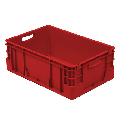 [041943] Caja plástica para transporte norma Europea serie Silverline con asas abiertas - Dim.: 600x400x220h mm - Rojo