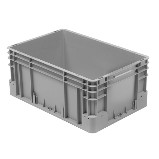 [041945] Caja plástica para transporte norma Europea serie Silverline con asas cerradas - Dim.: 600x400x270h mm - Gris