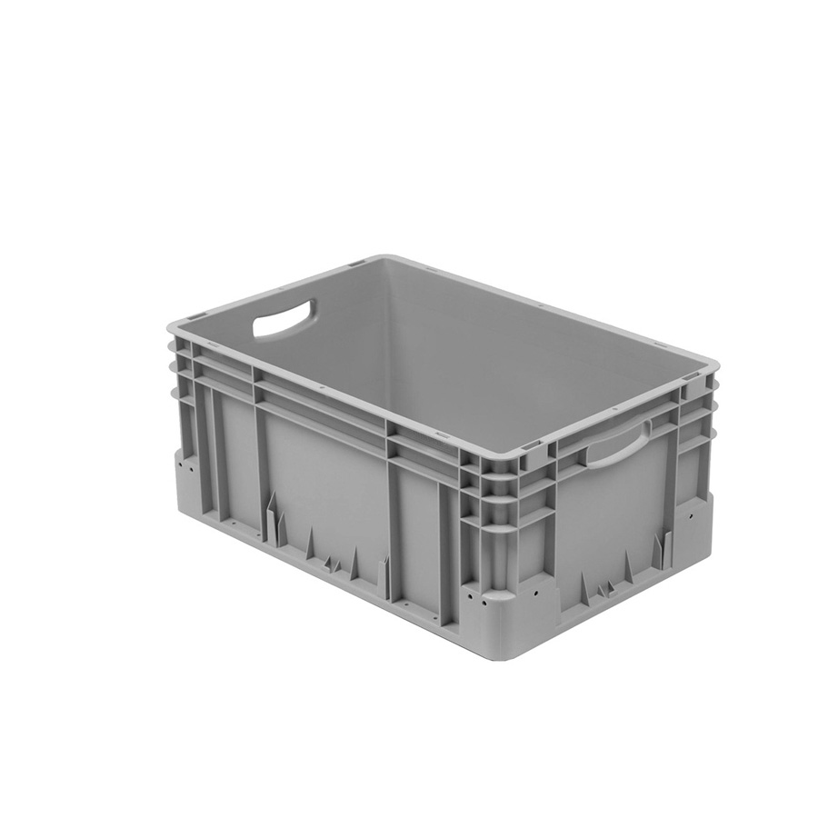 [041946] Caja plástica para transporte norma Europea serie Silverline con asas abiertas - Dim.: 600x400x270h mm - Gris