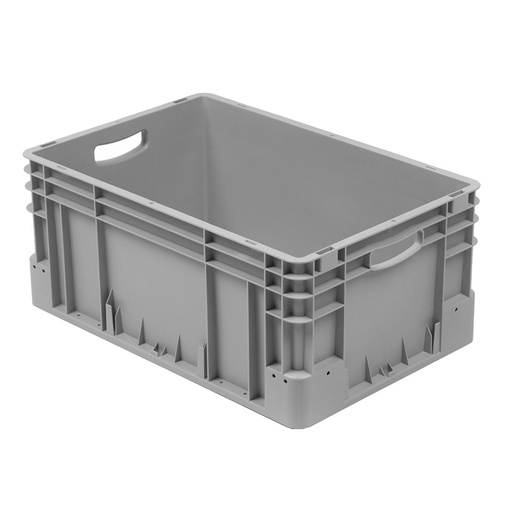 [041946] Caja plástica para transporte norma Europea serie Silverline con asas abiertas - Dim.: 600x400x270h mm - Gris