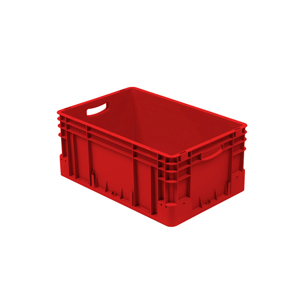 [041947] Caja plástica para transporte norma Europea serie Silverline con asas abiertas - Dim.: 600x400x270h mm - Rojo