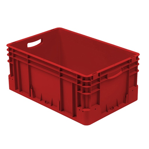[041947] Caja plástica para transporte norma Europea serie Silverline con asas abiertas - Dim.: 600x400x270h mm - Rojo