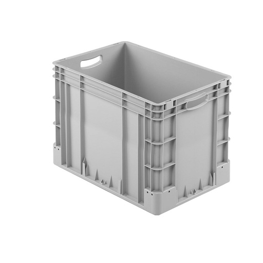 [041954] Caja plástica para transporte norma Europea serie Silverline con asas abiertas - Dim.: 600x400x420h mm - Gris