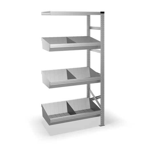 [041975] Estantería metálica adicional con 4 estantes - Dim.: 0900x500x1972h mm - acero galvanizado