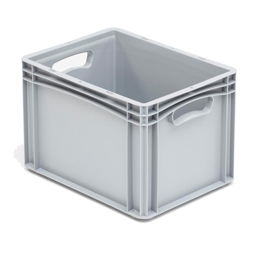 [041989] Caja plástica para transporte serie Basicline con paredes lisas y asas abiertas - Dim.: 400x300x270h mm - Gris claro