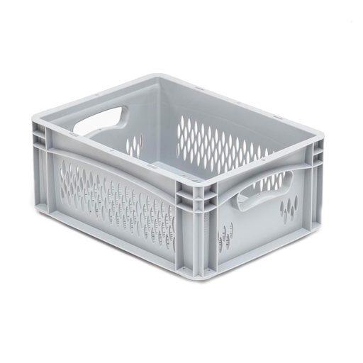 [041993] Caja plástica para transporte serie Basicline con paredes y fondo rejados y asas abiertas - Dim.: 400x300x170h mm - Gris claro