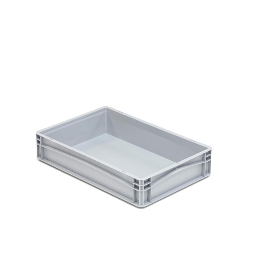 [041998] Caja plástica para transporte serie Basicline con paredes lisas y asas cerradas - Dim.: 600x400x120h mm - Gris claro