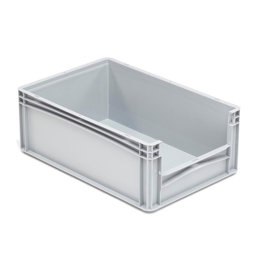 [042009] Caja plástica Eurobox serie Basicline con abertura frontal - Dim.: 600x400x220h mm - Gris claro