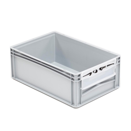 [042012] Caja plástica Eurobox serie Basicline con abertura frontal y tapa - Dim.: 600x400x220h mm - Gris claro