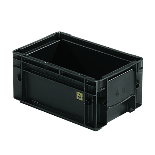 [042027] Caja plástica para sector automotriz serie KLT con protección ESD y fondo liso - Dim.: 300x200x150h mm - Negro