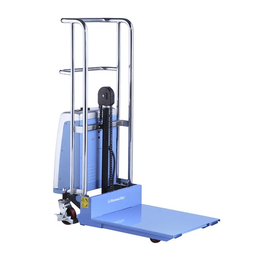 [042283] Elevador de traslación manual y elevación eléctrica - Elevación máx.: 1300h mm - Carga máx.: 400 kg - Azul ral 5012