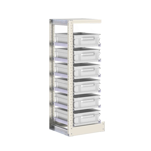 [042335] Módulo adicional de estantería con guías y 6 cajas de 400x300x120h mm - Dim.: 350x400x1100h mm - Acero cincado