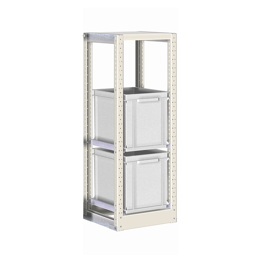 [042343] Estantería con guías y 2 cajas de 400x300x320h mm - Dim.: 390x400x1100h mm - Acero cincado