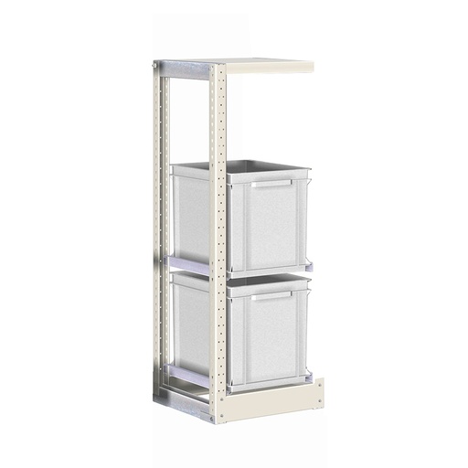 [042345] Módulo adicional de estantería con guías y 2 cajas de 400x300x320h mm - Dim.: 350x400x1100h mm - Acero cincado