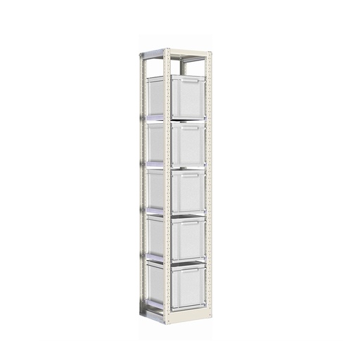 [042357] Estantería con guías y 5 cajas de 400x300x320h mm - Dim.: 390x400x2000h mm - Acero cincado