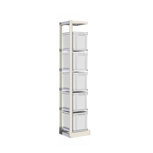 [042359] Módulo adicional de estantería con guías y 5 cajas de 400X300x320h mm - Dim.: 350x400x2000h mm - Acero cincado