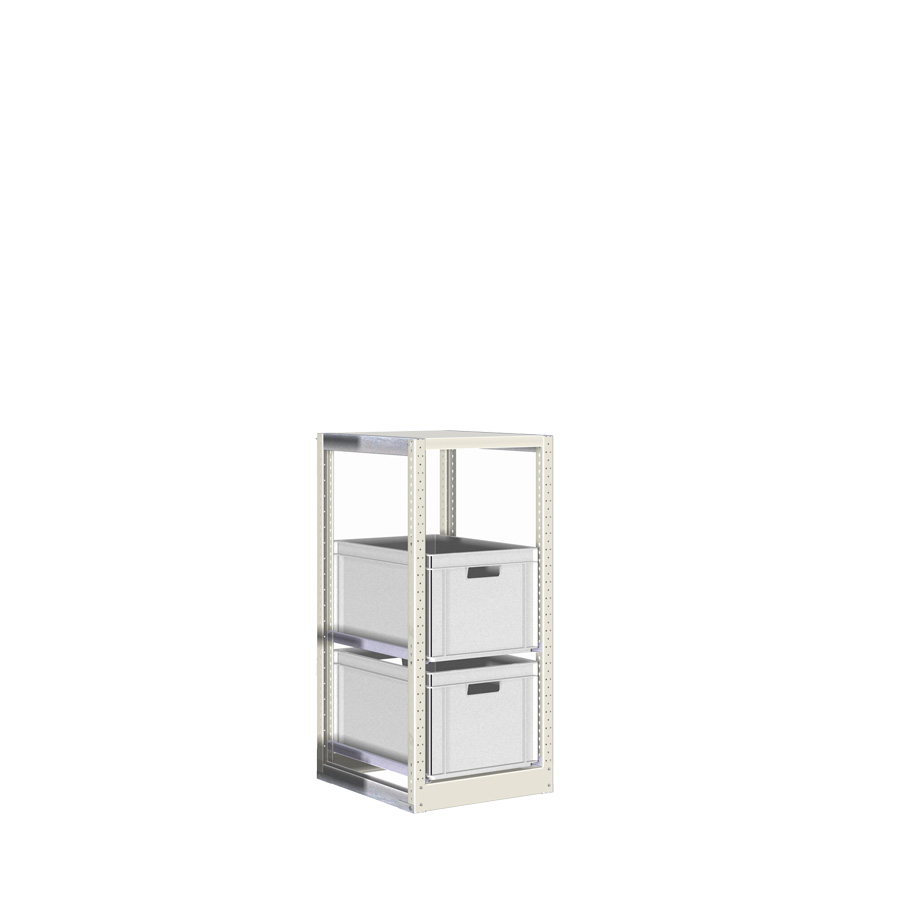 [042389] Estantería con guías y 2 cajas de 600x400x320h mm - Dim.: 490x600x1100h mm - Acero cincado