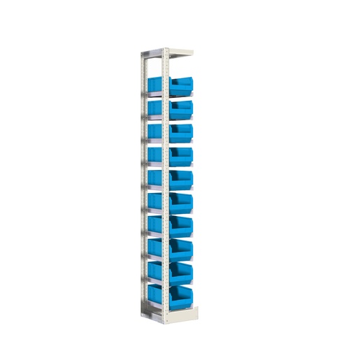[042423] Módulo adicional de estantería con guías y 10 cajas de 210x350x145h mm - Dim.: 262x350x2000h mm - Acero cincado