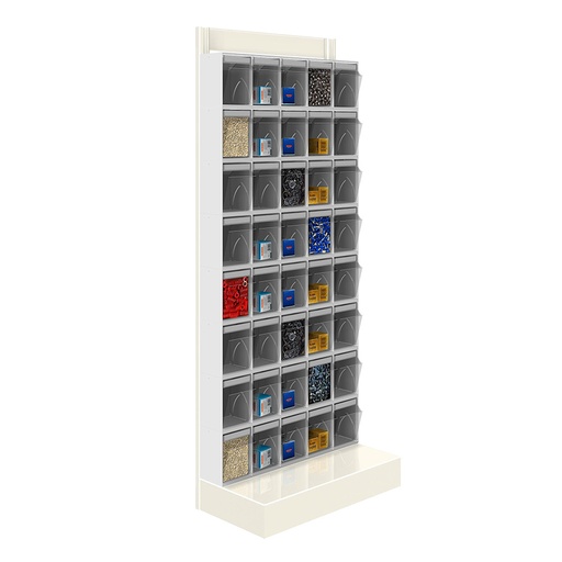 [042471] Soporte expositor metálico con base y con cajones Unibox - Dim.: 600x325x1500h mm - Gris ral 7035