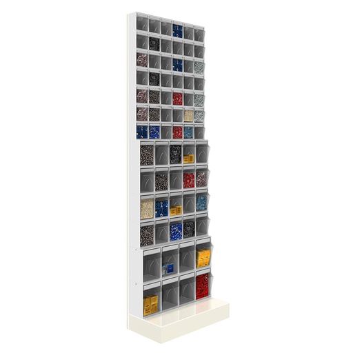 [042481] Soporte expositor metálico con base y con cajones Unibox - Dim.: 600x325x1950h mm - Gris ral 7035