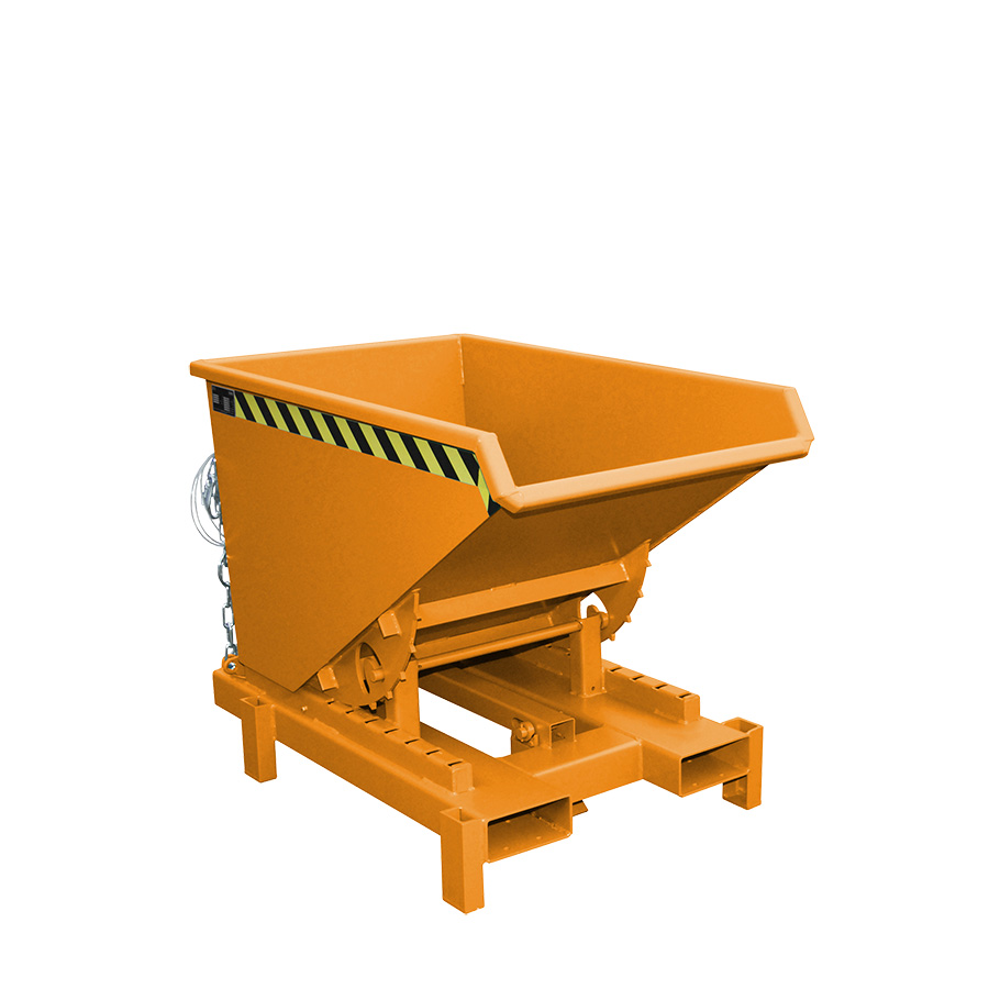 [042864] Contenedor metálico basculante 0,3 m³ (sin tapa) - Dim.:  1310x805x970 mm - Naranja ral 2000