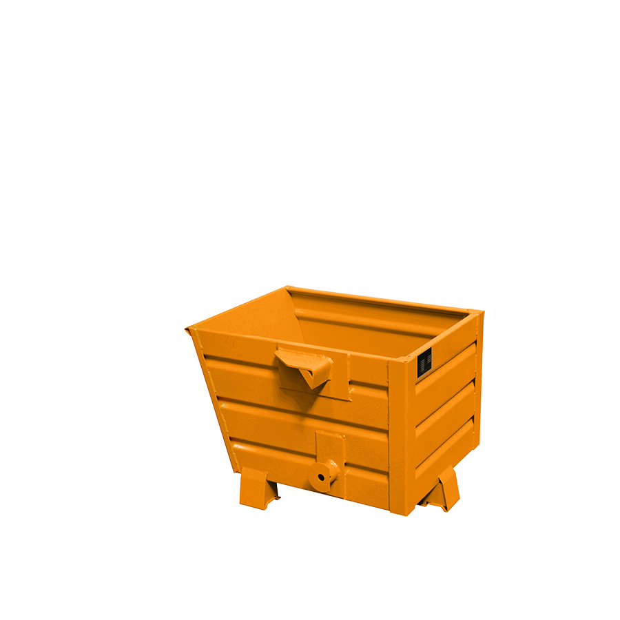 [042938] Contenedor metálico apilable y basculante mediante implante - Cap. 0,3 m³ - Dim.: 800x600x600 mm - Naranja ral 2000