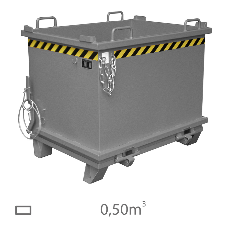 [042972] Contenedor de fondo abatible estándar - Capacidad 0,5 m³ - Dim.: 1304x1035x700 mm - acero pintado
