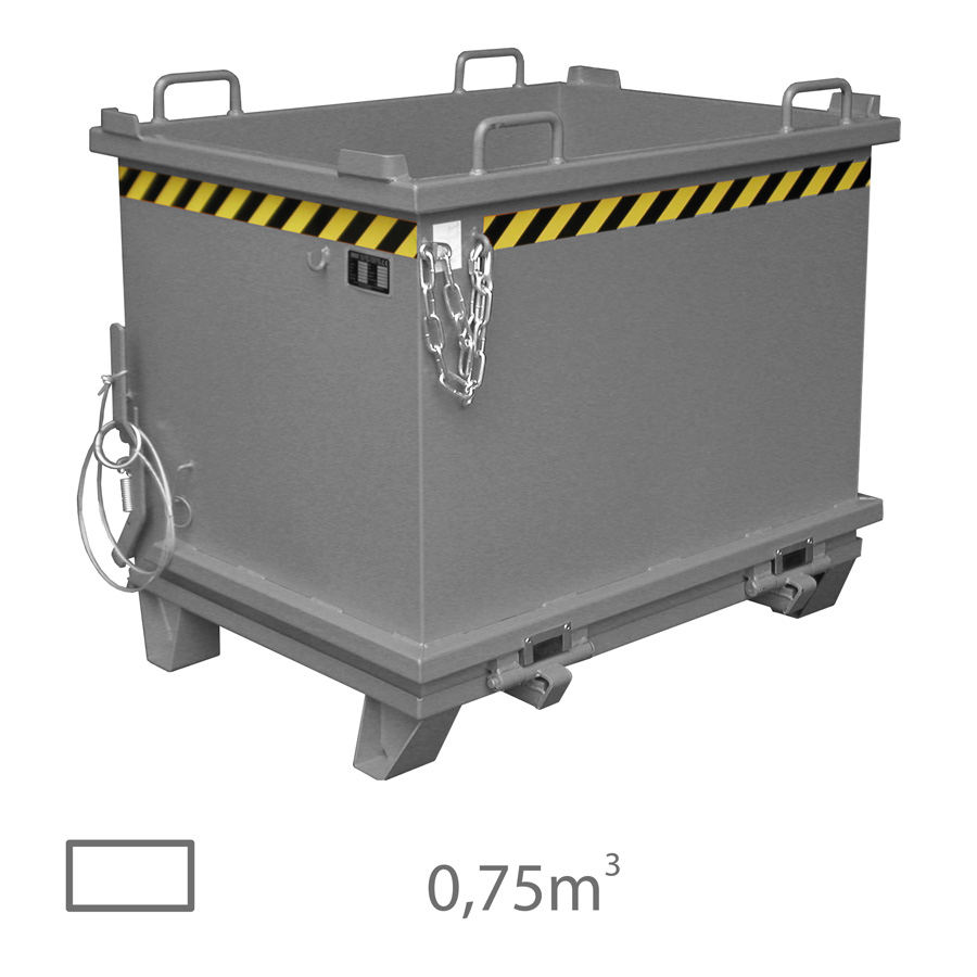 [042974] Contenedor de fondo abatible estándar - Capacidad 0,75 m³ - Dim.: 1304x1035x930 mm - acero pintado
