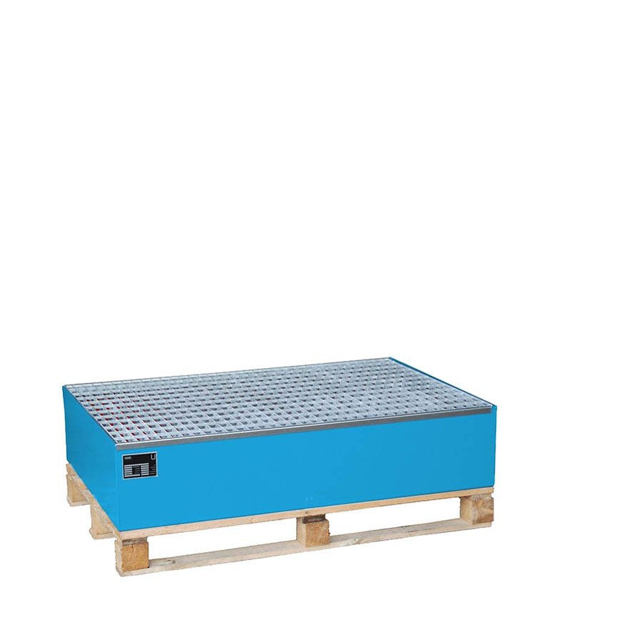 [043338] Cubeto de retención con rejilla para 2 bidones de 200 lts - Dim.: 1200x800x260h mm - Acero pintado