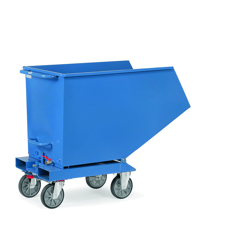 [043544] Contenedor basculante manual para virutas con grifo - Dim.: 1374x730x1072h mm - Azul ral 5007