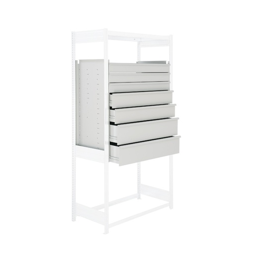 [043815] Set de 7 cajones extraíbles para estantería industrial - Dim.: 1000x500x1050h mm - Carga 60 kg - Gris ral 7035