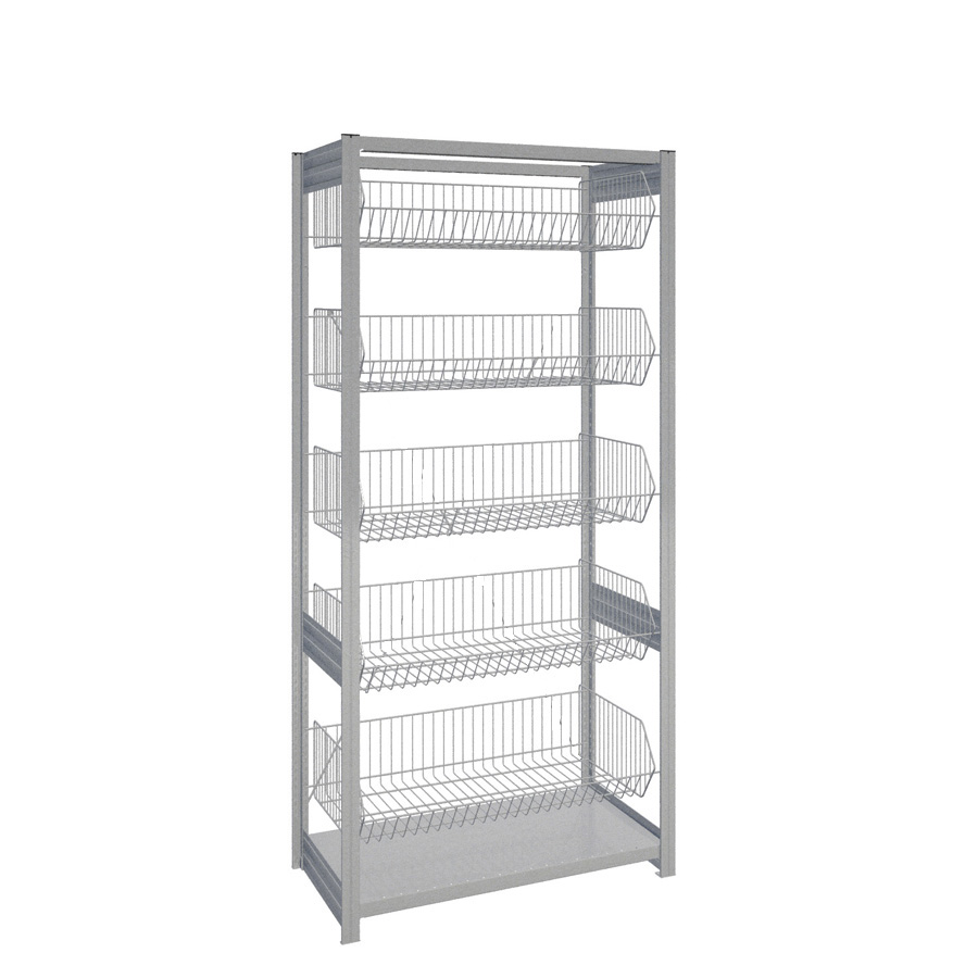 [044226] Estantería industrial con 5 estantes tipo cesta - Dim.: 1058x524x2200h mm - Galvanizado