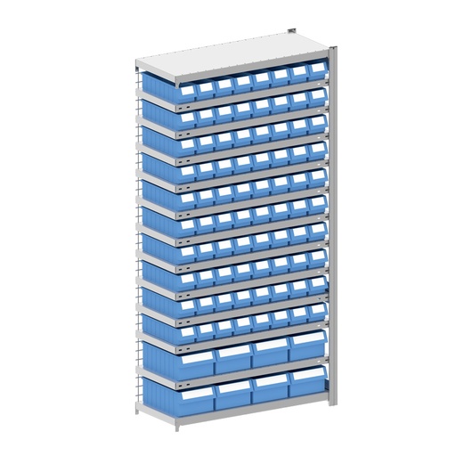 [044356] Módulo adicional de estantería metálica con 88 cajas Regalbox RK - Dim.: 1008x424x2000h mm - Galvanizado 
