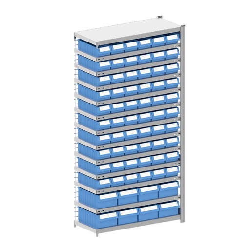 [044364] Módulo adicional de estantería metálica con 68 cajas Regalbox RK - Dim.: 1008x424x2000h mm - Galvanizado 