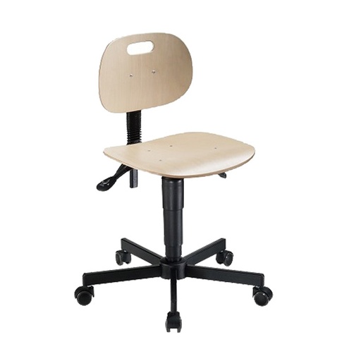 [044434] Silla para taller de madera regulable en altura e inclinación con ruedas - Altura asiento.: 450 / 590h mm - Haya